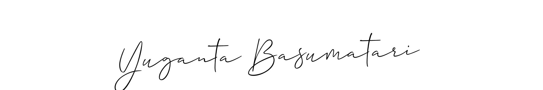 Create a beautiful signature design for name Yuganta Basumatari. With this signature (Allison_Script) fonts, you can make a handwritten signature for free. Yuganta Basumatari signature style 2 images and pictures png
