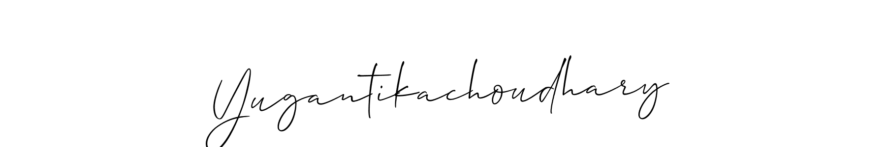 Allison_Script is a professional signature style that is perfect for those who want to add a touch of class to their signature. It is also a great choice for those who want to make their signature more unique. Get Yugantikachoudhary name to fancy signature for free. Yugantikachoudhary signature style 2 images and pictures png