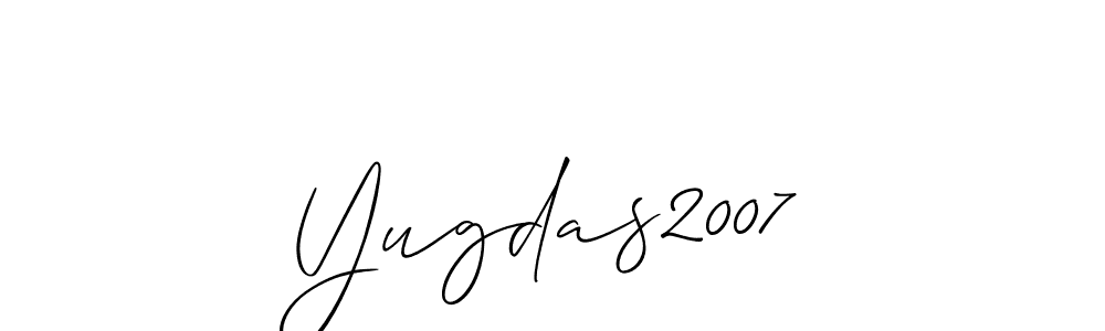 The best way (Allison_Script) to make a short signature is to pick only two or three words in your name. The name Yugdas2007 include a total of six letters. For converting this name. Yugdas2007 signature style 2 images and pictures png