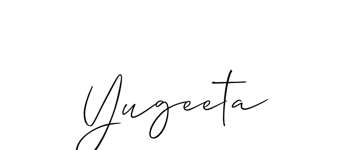 Design your own signature with our free online signature maker. With this signature software, you can create a handwritten (Allison_Script) signature for name Yugeeta. Yugeeta signature style 2 images and pictures png