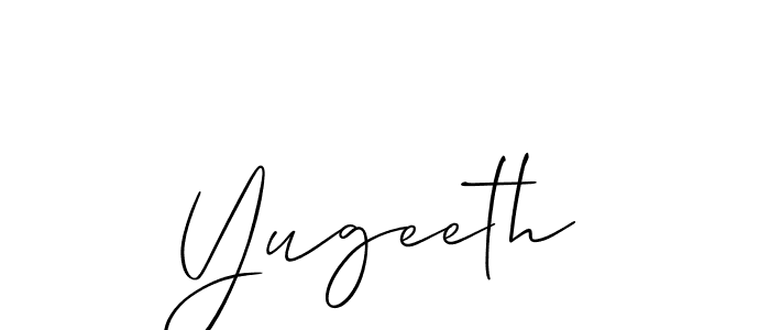 How to make Yugeeth signature? Allison_Script is a professional autograph style. Create handwritten signature for Yugeeth name. Yugeeth signature style 2 images and pictures png