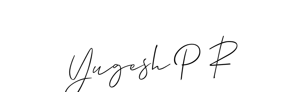 The best way (Allison_Script) to make a short signature is to pick only two or three words in your name. The name Yugesh P R include a total of six letters. For converting this name. Yugesh P R signature style 2 images and pictures png