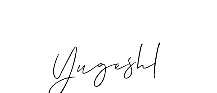 Allison_Script is a professional signature style that is perfect for those who want to add a touch of class to their signature. It is also a great choice for those who want to make their signature more unique. Get Yugeshl name to fancy signature for free. Yugeshl signature style 2 images and pictures png