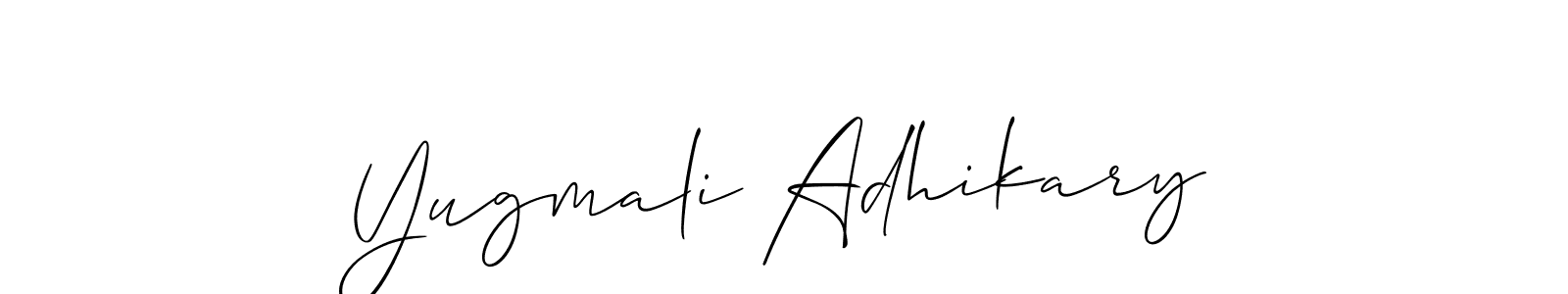 Also we have Yugmali Adhikary name is the best signature style. Create professional handwritten signature collection using Allison_Script autograph style. Yugmali Adhikary signature style 2 images and pictures png