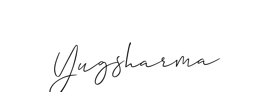 How to make Yugsharma signature? Allison_Script is a professional autograph style. Create handwritten signature for Yugsharma name. Yugsharma signature style 2 images and pictures png