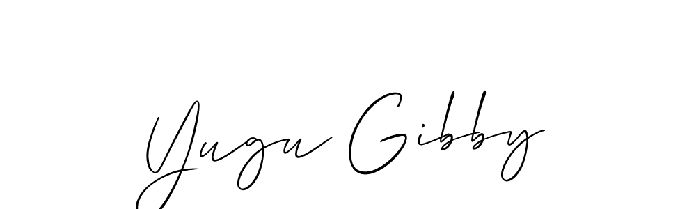 How to make Yugu Gibby name signature. Use Allison_Script style for creating short signs online. This is the latest handwritten sign. Yugu Gibby signature style 2 images and pictures png