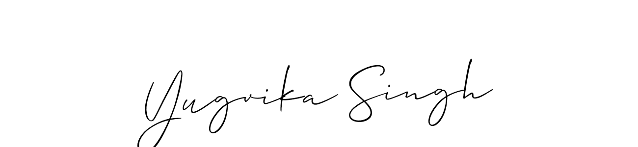 Allison_Script is a professional signature style that is perfect for those who want to add a touch of class to their signature. It is also a great choice for those who want to make their signature more unique. Get Yugvika Singh name to fancy signature for free. Yugvika Singh signature style 2 images and pictures png
