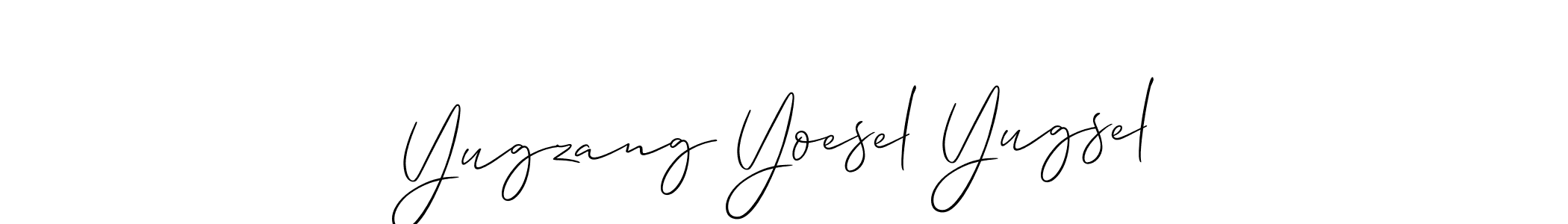 The best way (Allison_Script) to make a short signature is to pick only two or three words in your name. The name Yugzang Yoesel Yugsel include a total of six letters. For converting this name. Yugzang Yoesel Yugsel signature style 2 images and pictures png
