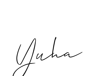 Allison_Script is a professional signature style that is perfect for those who want to add a touch of class to their signature. It is also a great choice for those who want to make their signature more unique. Get Yuha name to fancy signature for free. Yuha signature style 2 images and pictures png