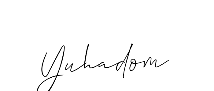 Also You can easily find your signature by using the search form. We will create Yuhadom name handwritten signature images for you free of cost using Allison_Script sign style. Yuhadom signature style 2 images and pictures png