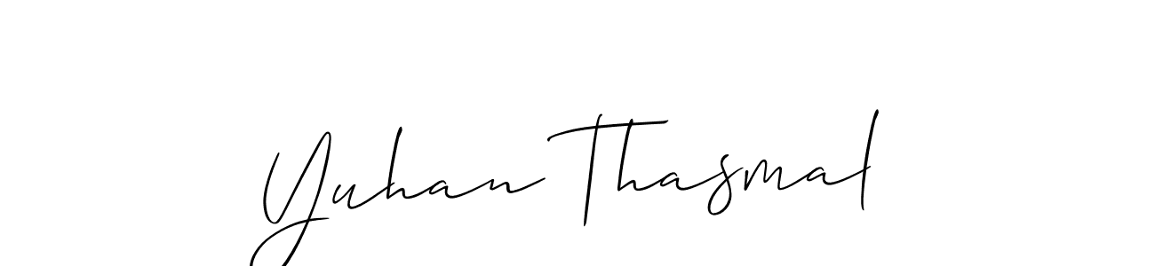 Create a beautiful signature design for name Yuhan Thasmal. With this signature (Allison_Script) fonts, you can make a handwritten signature for free. Yuhan Thasmal signature style 2 images and pictures png