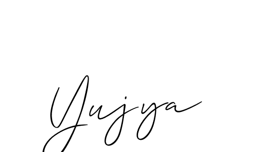 Use a signature maker to create a handwritten signature online. With this signature software, you can design (Allison_Script) your own signature for name Yujya. Yujya signature style 2 images and pictures png