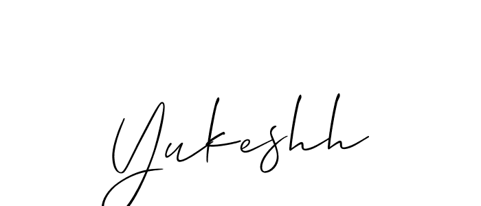 Use a signature maker to create a handwritten signature online. With this signature software, you can design (Allison_Script) your own signature for name Yukeshh. Yukeshh signature style 2 images and pictures png
