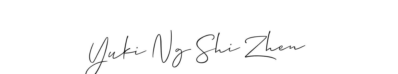 Create a beautiful signature design for name Yuki Ng Shi Zhen. With this signature (Allison_Script) fonts, you can make a handwritten signature for free. Yuki Ng Shi Zhen signature style 2 images and pictures png