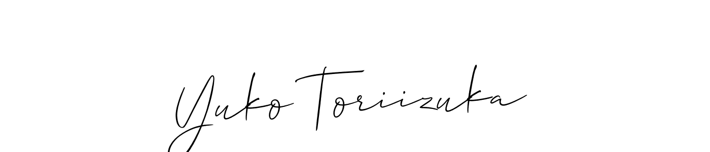 Make a beautiful signature design for name Yuko Toriizuka. With this signature (Allison_Script) style, you can create a handwritten signature for free. Yuko Toriizuka signature style 2 images and pictures png