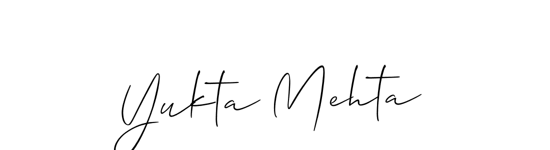 It looks lik you need a new signature style for name Yukta Mehta. Design unique handwritten (Allison_Script) signature with our free signature maker in just a few clicks. Yukta Mehta signature style 2 images and pictures png