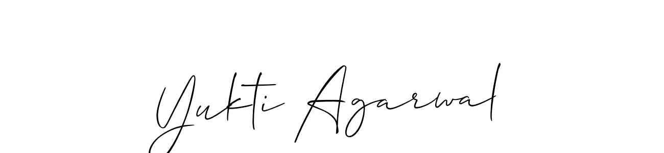 The best way (Allison_Script) to make a short signature is to pick only two or three words in your name. The name Yukti Agarwal include a total of six letters. For converting this name. Yukti Agarwal signature style 2 images and pictures png