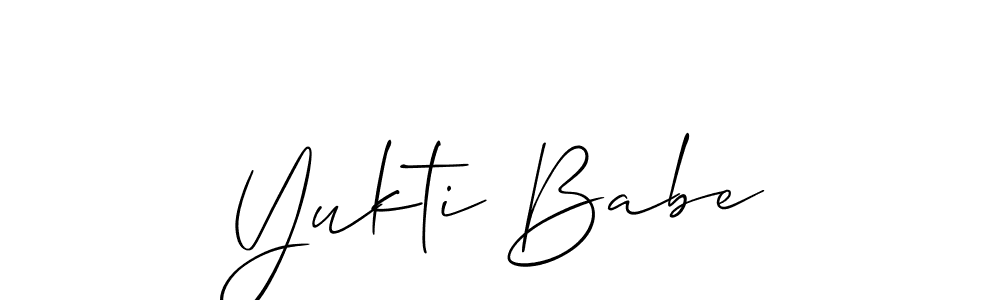 The best way (Allison_Script) to make a short signature is to pick only two or three words in your name. The name Yukti Babe include a total of six letters. For converting this name. Yukti Babe signature style 2 images and pictures png