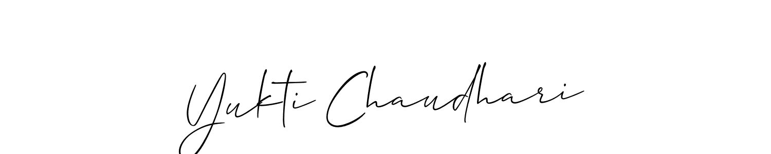 How to make Yukti Chaudhari name signature. Use Allison_Script style for creating short signs online. This is the latest handwritten sign. Yukti Chaudhari signature style 2 images and pictures png