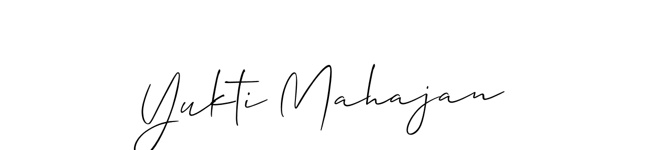 Create a beautiful signature design for name Yukti Mahajan. With this signature (Allison_Script) fonts, you can make a handwritten signature for free. Yukti Mahajan signature style 2 images and pictures png