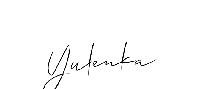 The best way (Allison_Script) to make a short signature is to pick only two or three words in your name. The name Yulenka include a total of six letters. For converting this name. Yulenka signature style 2 images and pictures png