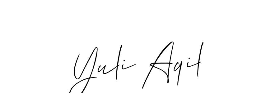 Check out images of Autograph of Yuli Aqil name. Actor Yuli Aqil Signature Style. Allison_Script is a professional sign style online. Yuli Aqil signature style 2 images and pictures png