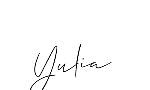 The best way (Allison_Script) to make a short signature is to pick only two or three words in your name. The name Yulia include a total of six letters. For converting this name. Yulia signature style 2 images and pictures png