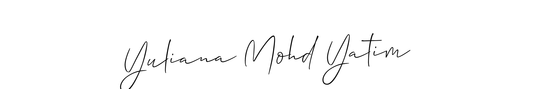 if you are searching for the best signature style for your name Yuliana Mohd Yatim. so please give up your signature search. here we have designed multiple signature styles  using Allison_Script. Yuliana Mohd Yatim signature style 2 images and pictures png