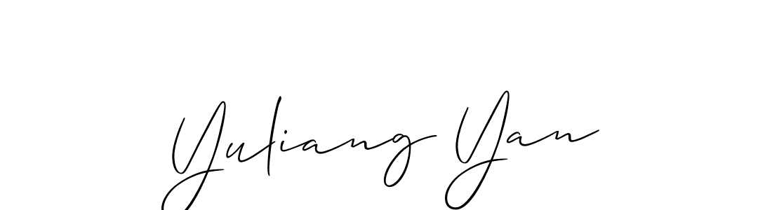 How to make Yuliang Yan name signature. Use Allison_Script style for creating short signs online. This is the latest handwritten sign. Yuliang Yan signature style 2 images and pictures png