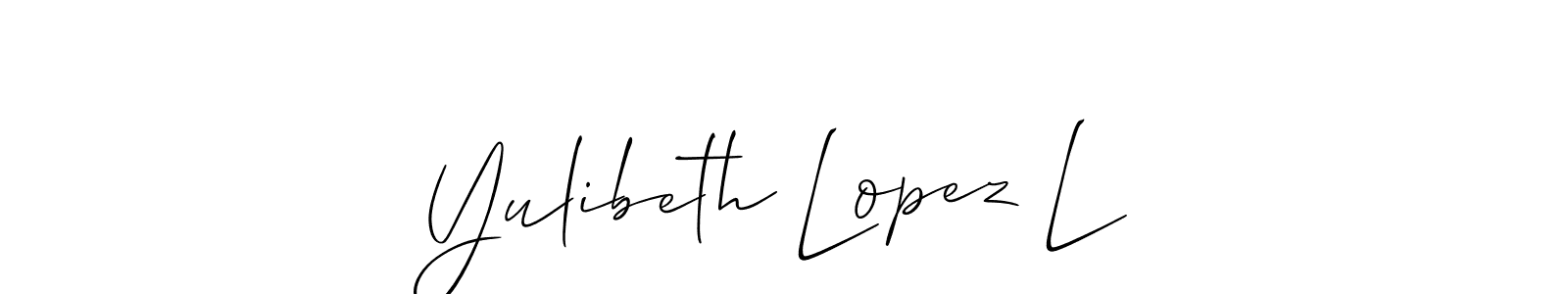 Similarly Allison_Script is the best handwritten signature design. Signature creator online .You can use it as an online autograph creator for name Yulibeth Lopez L. Yulibeth Lopez L signature style 2 images and pictures png