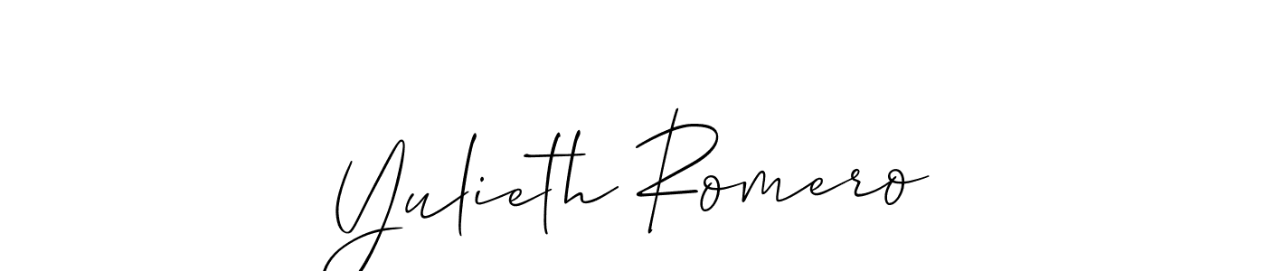 Make a short Yulieth Romero signature style. Manage your documents anywhere anytime using Allison_Script. Create and add eSignatures, submit forms, share and send files easily. Yulieth Romero signature style 2 images and pictures png