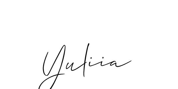 Create a beautiful signature design for name Yuliia. With this signature (Allison_Script) fonts, you can make a handwritten signature for free. Yuliia signature style 2 images and pictures png
