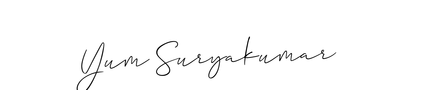 How to make Yum Suryakumar name signature. Use Allison_Script style for creating short signs online. This is the latest handwritten sign. Yum Suryakumar signature style 2 images and pictures png