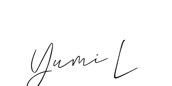 if you are searching for the best signature style for your name Yumi L. so please give up your signature search. here we have designed multiple signature styles  using Allison_Script. Yumi L signature style 2 images and pictures png