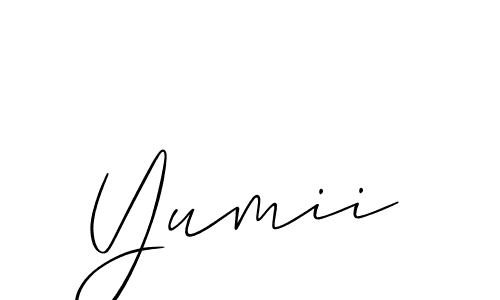 Make a beautiful signature design for name Yumii. With this signature (Allison_Script) style, you can create a handwritten signature for free. Yumii signature style 2 images and pictures png