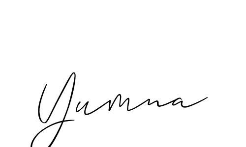 How to make Yumna signature? Allison_Script is a professional autograph style. Create handwritten signature for Yumna name. Yumna signature style 2 images and pictures png