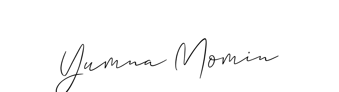 Also You can easily find your signature by using the search form. We will create Yumna Momin name handwritten signature images for you free of cost using Allison_Script sign style. Yumna Momin signature style 2 images and pictures png