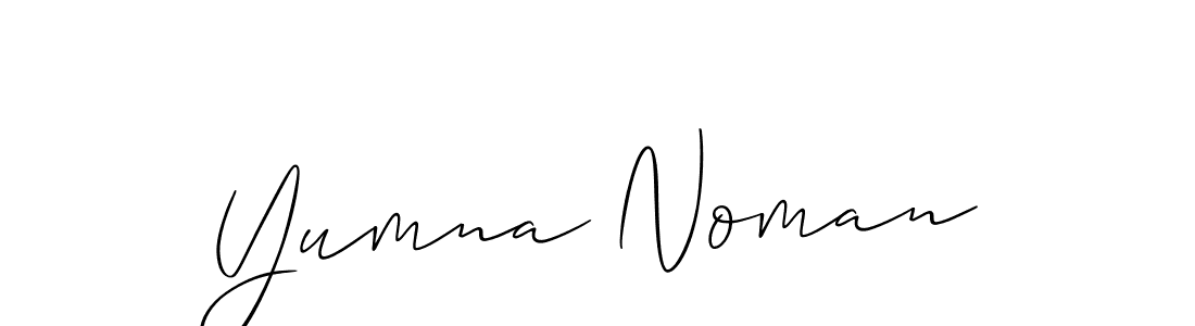 How to make Yumna Noman signature? Allison_Script is a professional autograph style. Create handwritten signature for Yumna Noman name. Yumna Noman signature style 2 images and pictures png