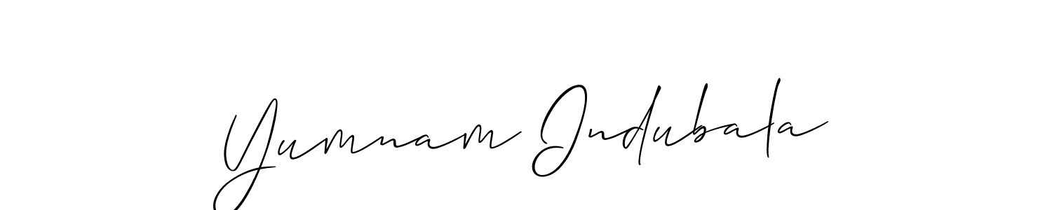 Make a short Yumnam Indubala signature style. Manage your documents anywhere anytime using Allison_Script. Create and add eSignatures, submit forms, share and send files easily. Yumnam Indubala signature style 2 images and pictures png
