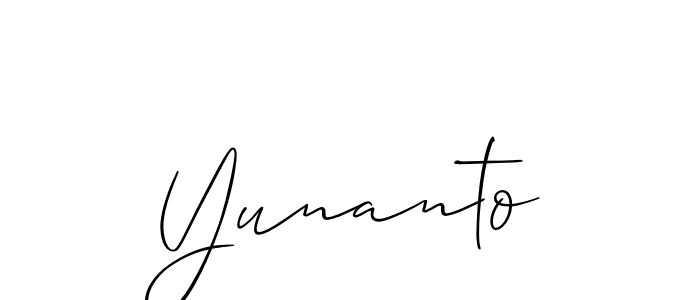 How to make Yunanto signature? Allison_Script is a professional autograph style. Create handwritten signature for Yunanto name. Yunanto signature style 2 images and pictures png