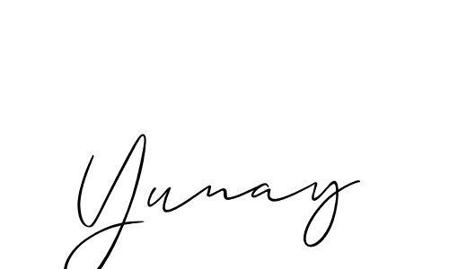 How to make Yunay name signature. Use Allison_Script style for creating short signs online. This is the latest handwritten sign. Yunay signature style 2 images and pictures png