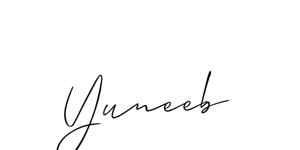 if you are searching for the best signature style for your name Yuneeb. so please give up your signature search. here we have designed multiple signature styles  using Allison_Script. Yuneeb signature style 2 images and pictures png