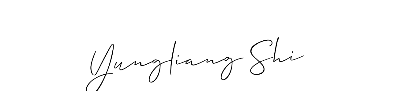 You should practise on your own different ways (Allison_Script) to write your name (Yungliang Shi) in signature. don't let someone else do it for you. Yungliang Shi signature style 2 images and pictures png