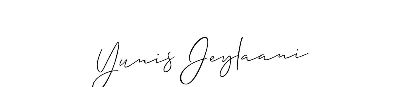 Create a beautiful signature design for name Yunis Jeylaani. With this signature (Allison_Script) fonts, you can make a handwritten signature for free. Yunis Jeylaani signature style 2 images and pictures png