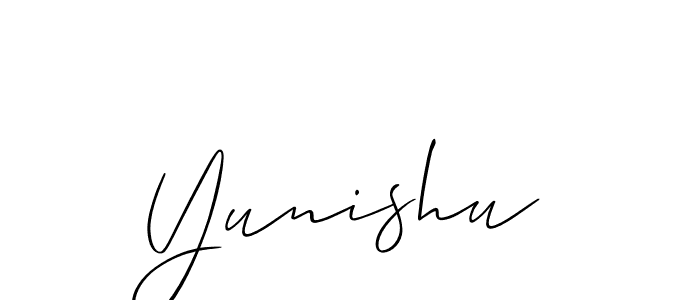 Use a signature maker to create a handwritten signature online. With this signature software, you can design (Allison_Script) your own signature for name Yunishu. Yunishu signature style 2 images and pictures png