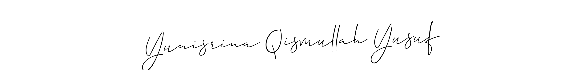 Use a signature maker to create a handwritten signature online. With this signature software, you can design (Allison_Script) your own signature for name Yunisrina Qismullah Yusuf. Yunisrina Qismullah Yusuf signature style 2 images and pictures png