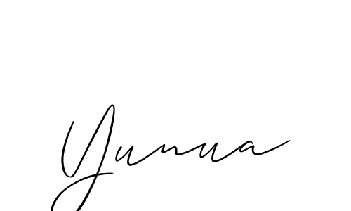 The best way (Allison_Script) to make a short signature is to pick only two or three words in your name. The name Yunua include a total of six letters. For converting this name. Yunua signature style 2 images and pictures png