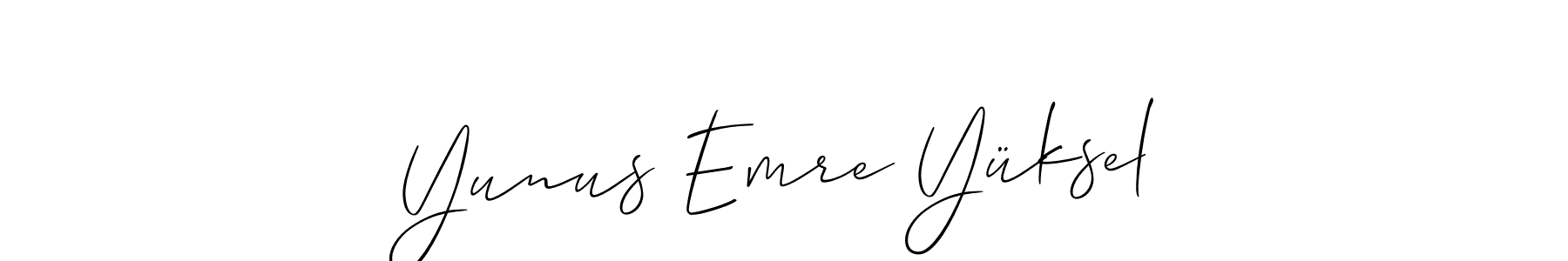 How to make Yunus Emre Yüksel name signature. Use Allison_Script style for creating short signs online. This is the latest handwritten sign. Yunus Emre Yüksel signature style 2 images and pictures png