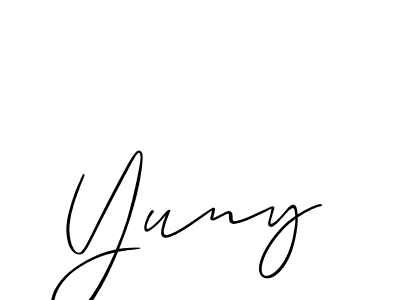 Create a beautiful signature design for name Yuny. With this signature (Allison_Script) fonts, you can make a handwritten signature for free. Yuny signature style 2 images and pictures png