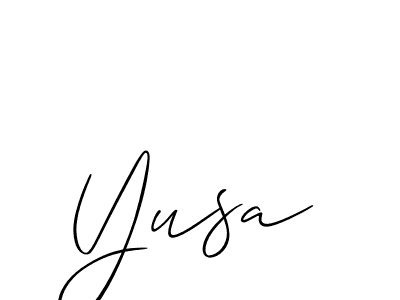 Allison_Script is a professional signature style that is perfect for those who want to add a touch of class to their signature. It is also a great choice for those who want to make their signature more unique. Get Yusa name to fancy signature for free. Yusa signature style 2 images and pictures png